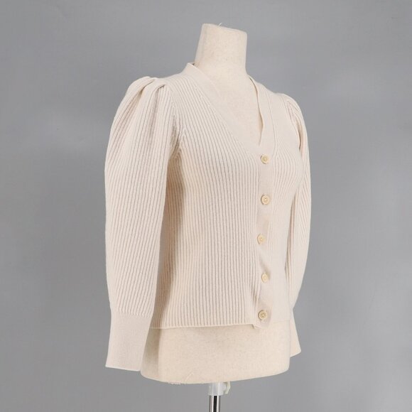 WILFRED ARITZIA Merino Wool Carina Cardigan Sweater Puff Sleeve Size S - Picture 3 of 9